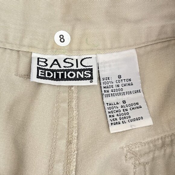 90s Vintage Basic Editions Womens Khaki Tan Cargo Shorts Size 8 - Picture 3 of 11